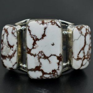 Huge Wild Horse Jasper Sterling Silver Cuff Bracelet Southwestern Bracelet Large